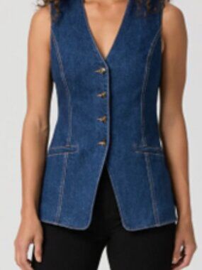 PAIGE Campanelli Blue Denim Tailored Women's Vest Size 2